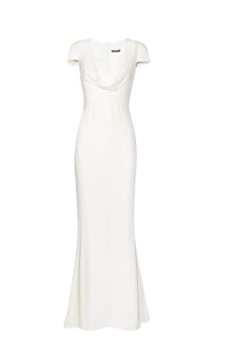 Alexander McQueen White Cowl Neck Shortsleeve Gown