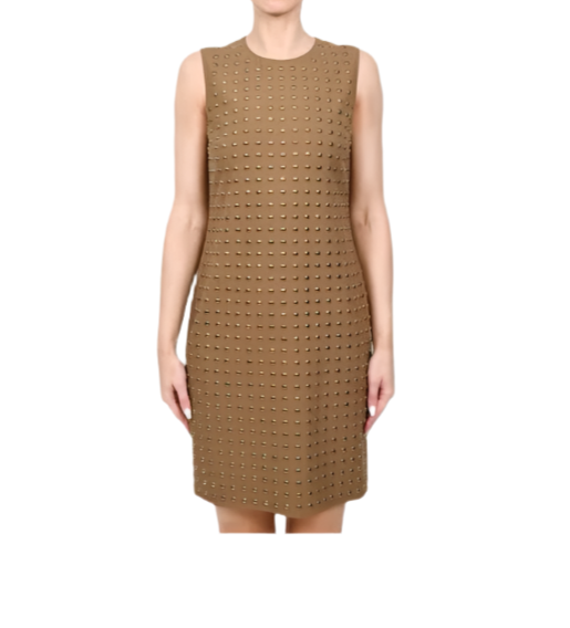 Burberry Brown Sleeveless Dress With Studs