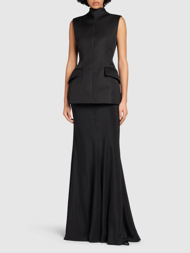 Sportmax Black Sleeveless Blazer Gown