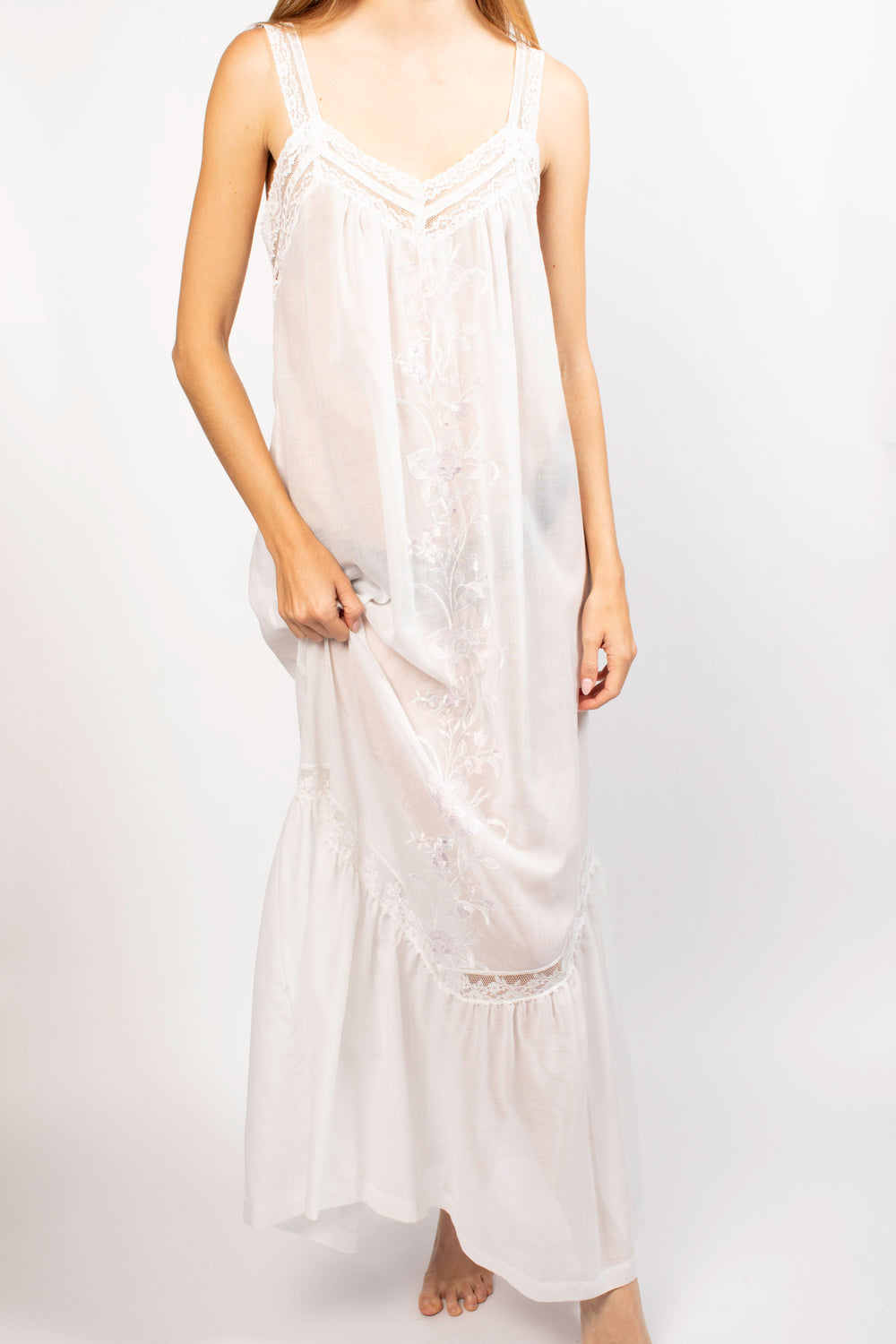 Christian Dior White Maxi Dress With Lace Detailing