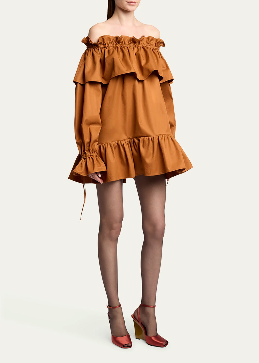 Saint Laurent Golden Brown Babydoll Dress