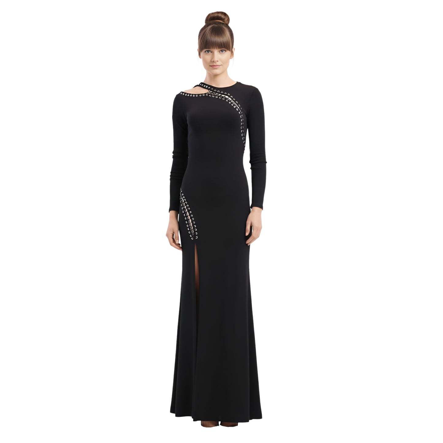 emilio pucci long sleeve gown with lace-up detail