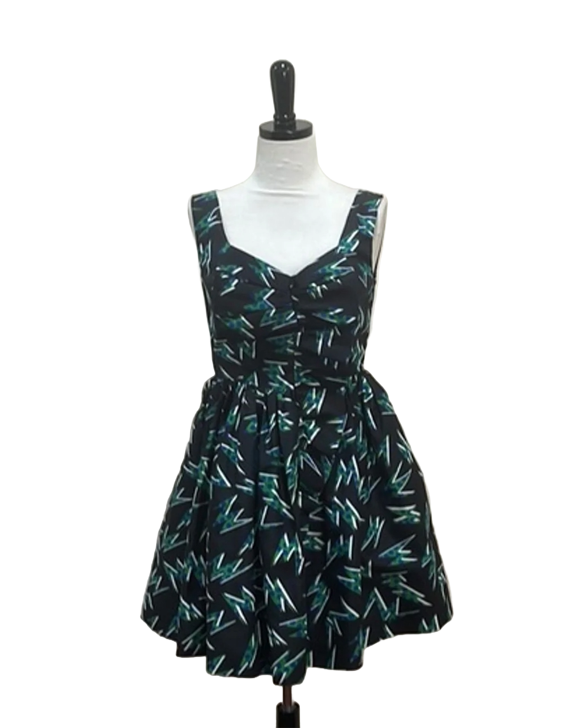 Miu Miu Black & Green Lightning Dress W/ Front Bow