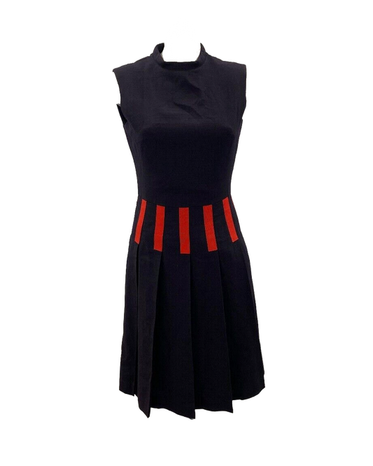 Jean Patou Black and Red Pleated Dress