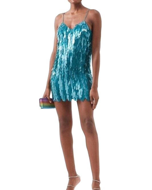 Asish Blue Sequin Mini Dress