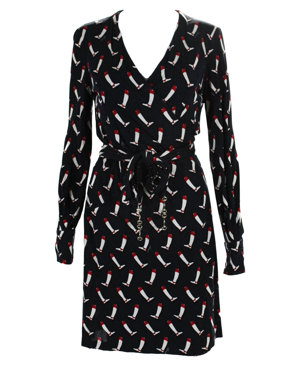 Gucci Blue Boots Print Wrap Dress