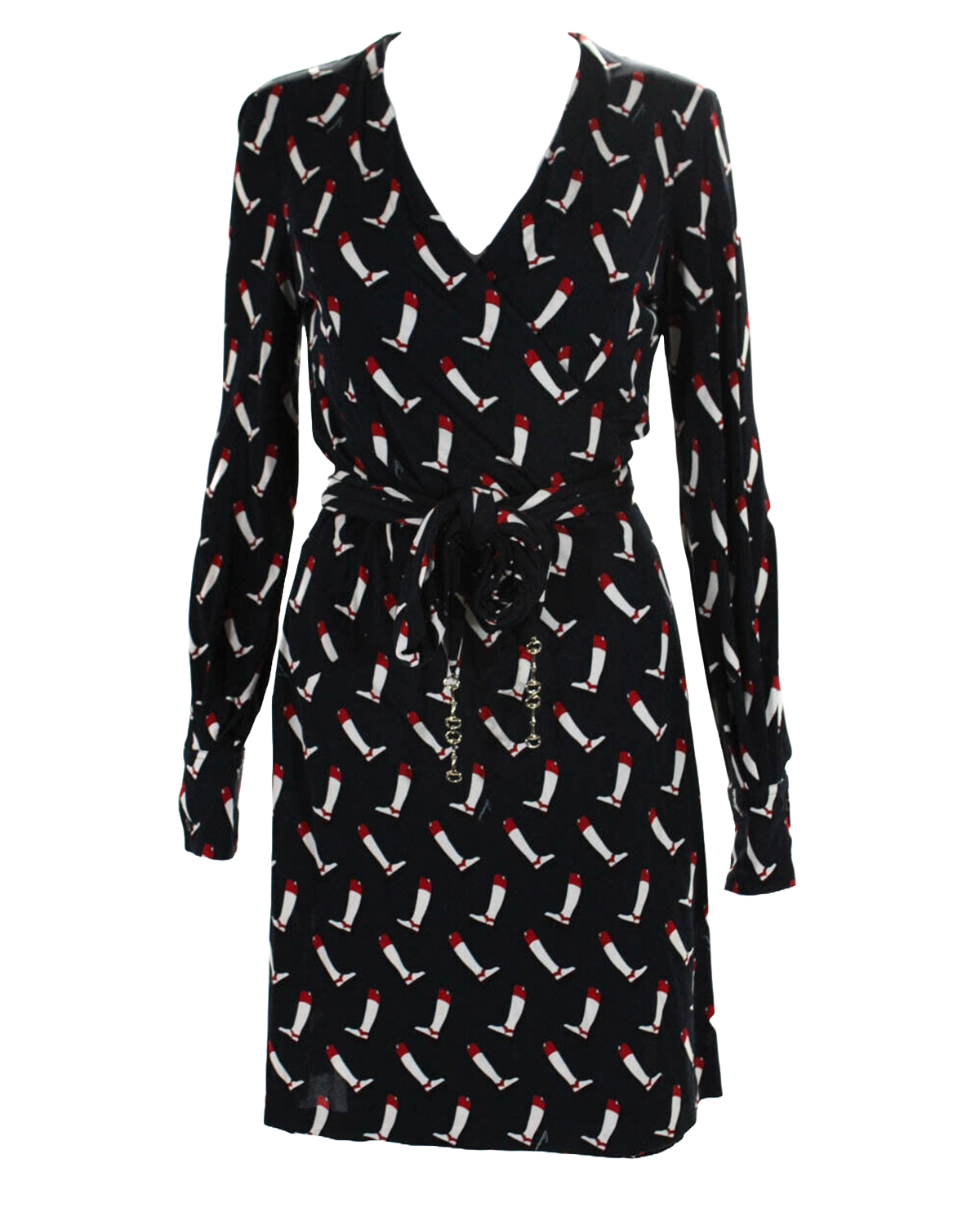 Gucci Blue Boots Print Wrap Dress