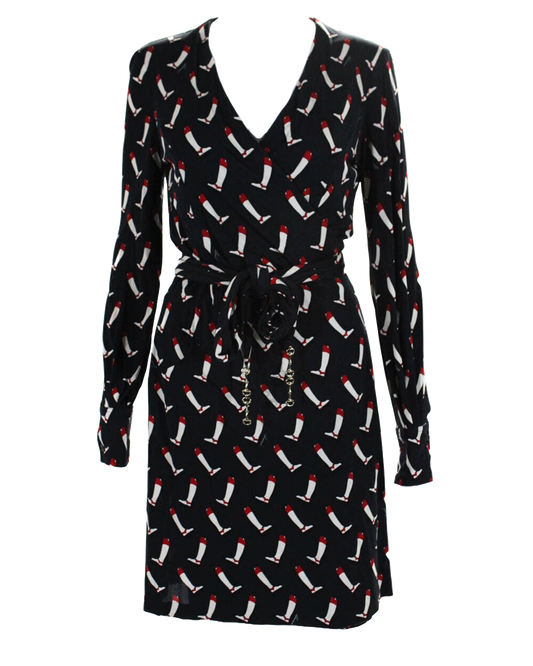 Gucci Blue Boots Print Wrap Dress