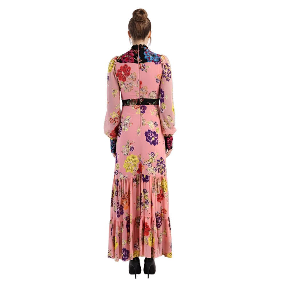 gucci pink floral maxi dress