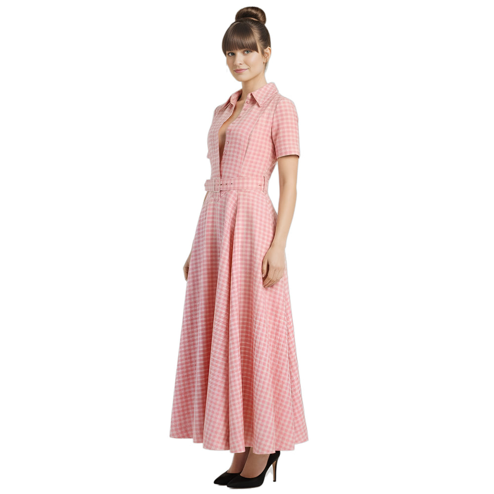 emilia wickstead pink gingham maxi dress