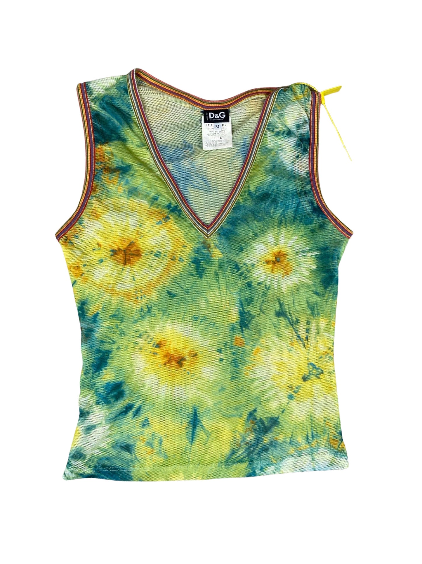 Dolce & Gabbana Green & Blue Tie Dye Mesh Tank Top