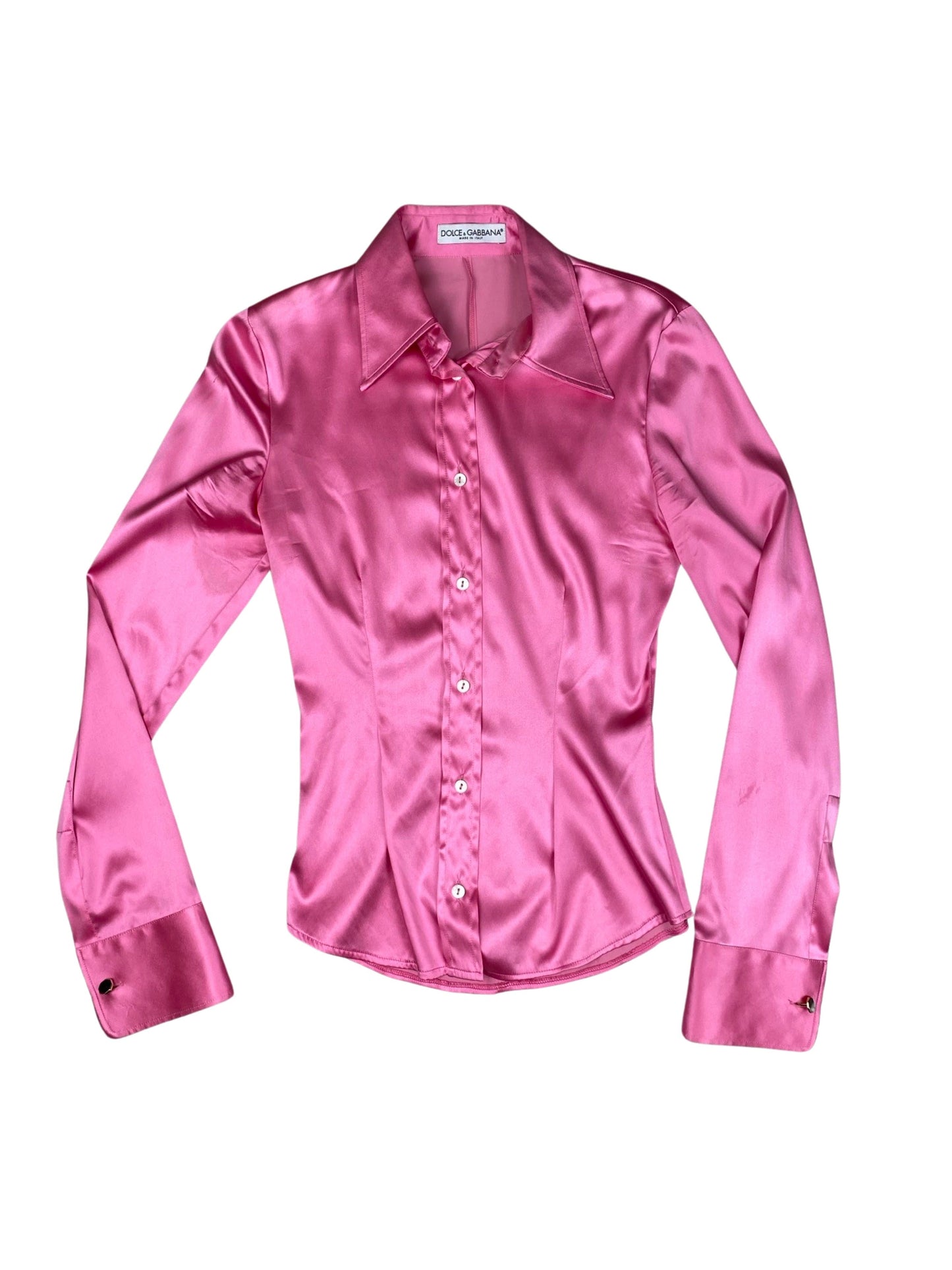 Dolce & Gabbana Pink Silky Button Down Top