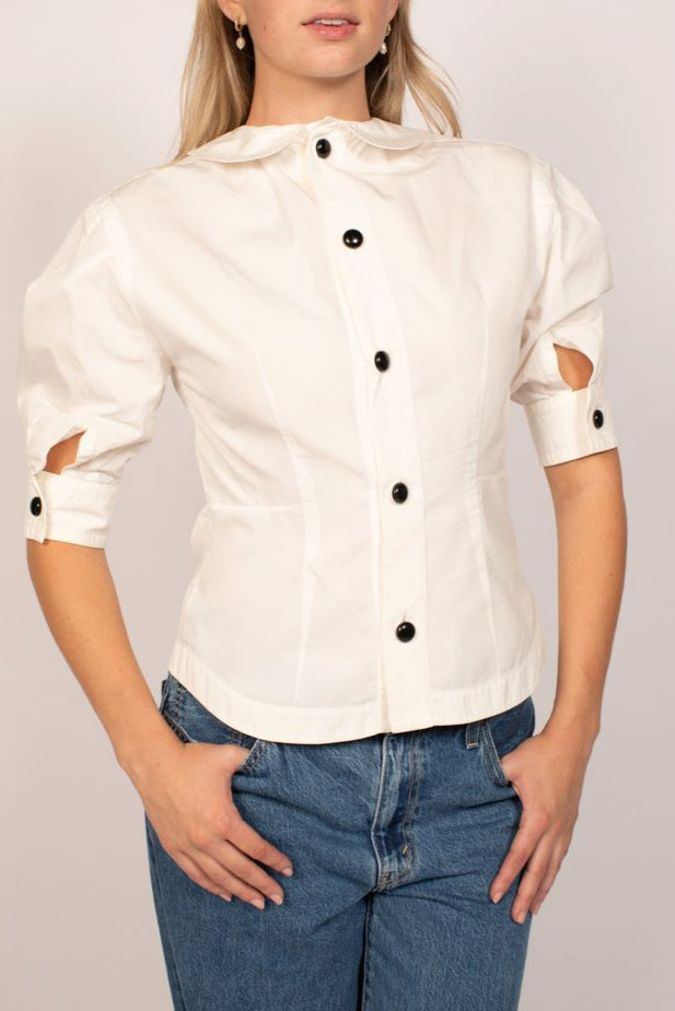Louis Vuitton White Collared Button Up Top