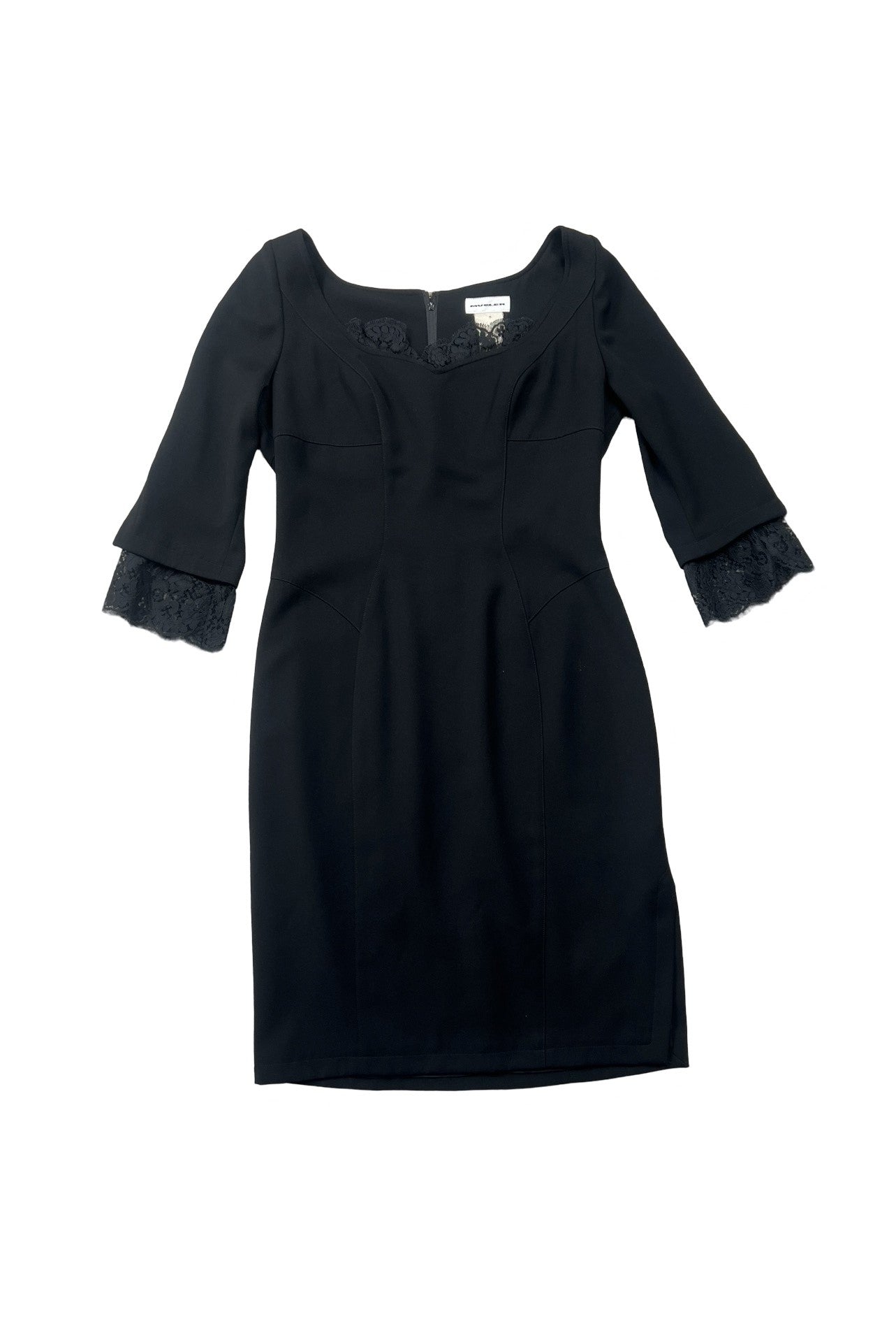 Mugler Black Mini Dress 3/4 Sleeve with Ruffles