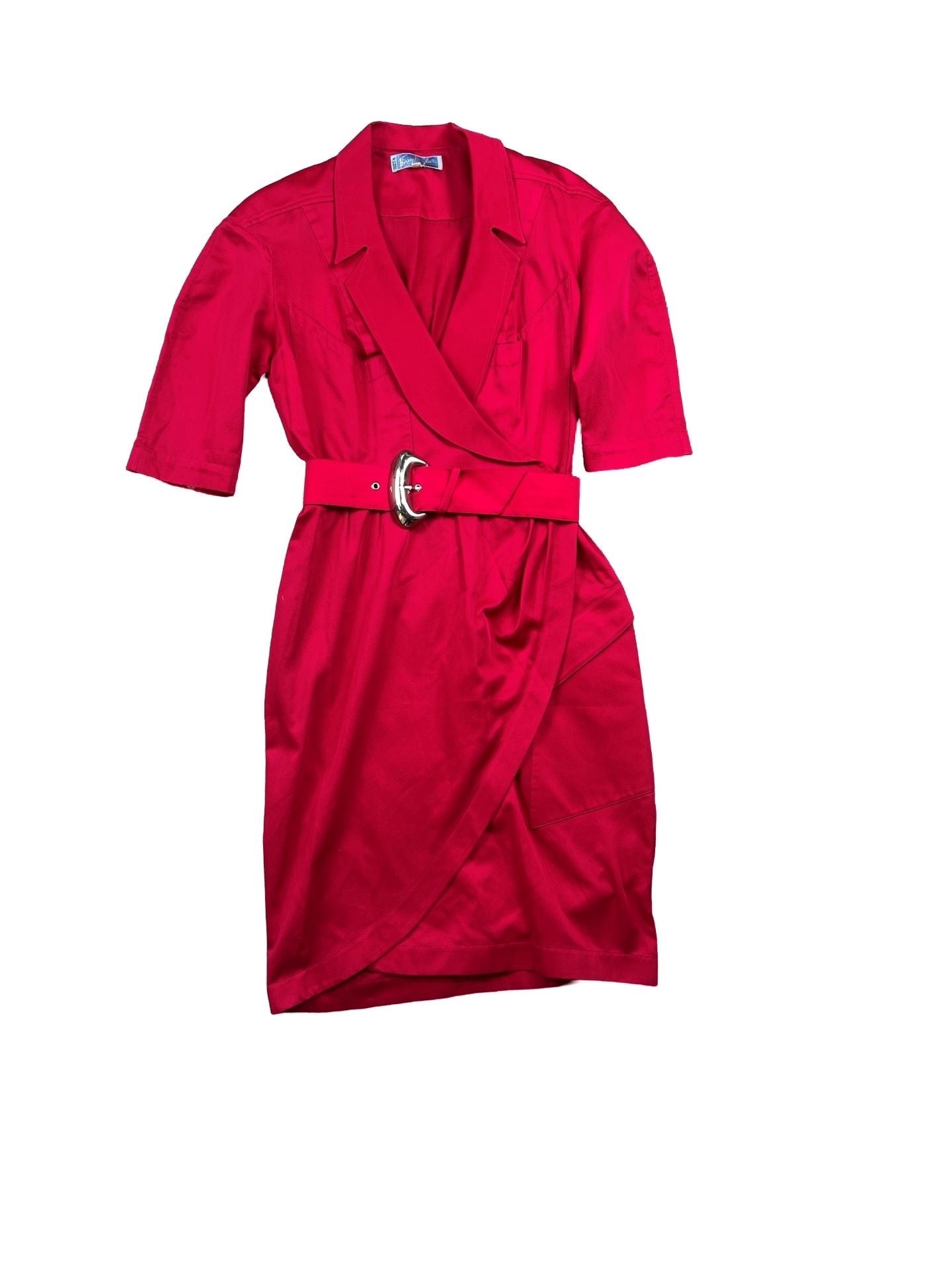 Mugler Red Belted Coat Dress