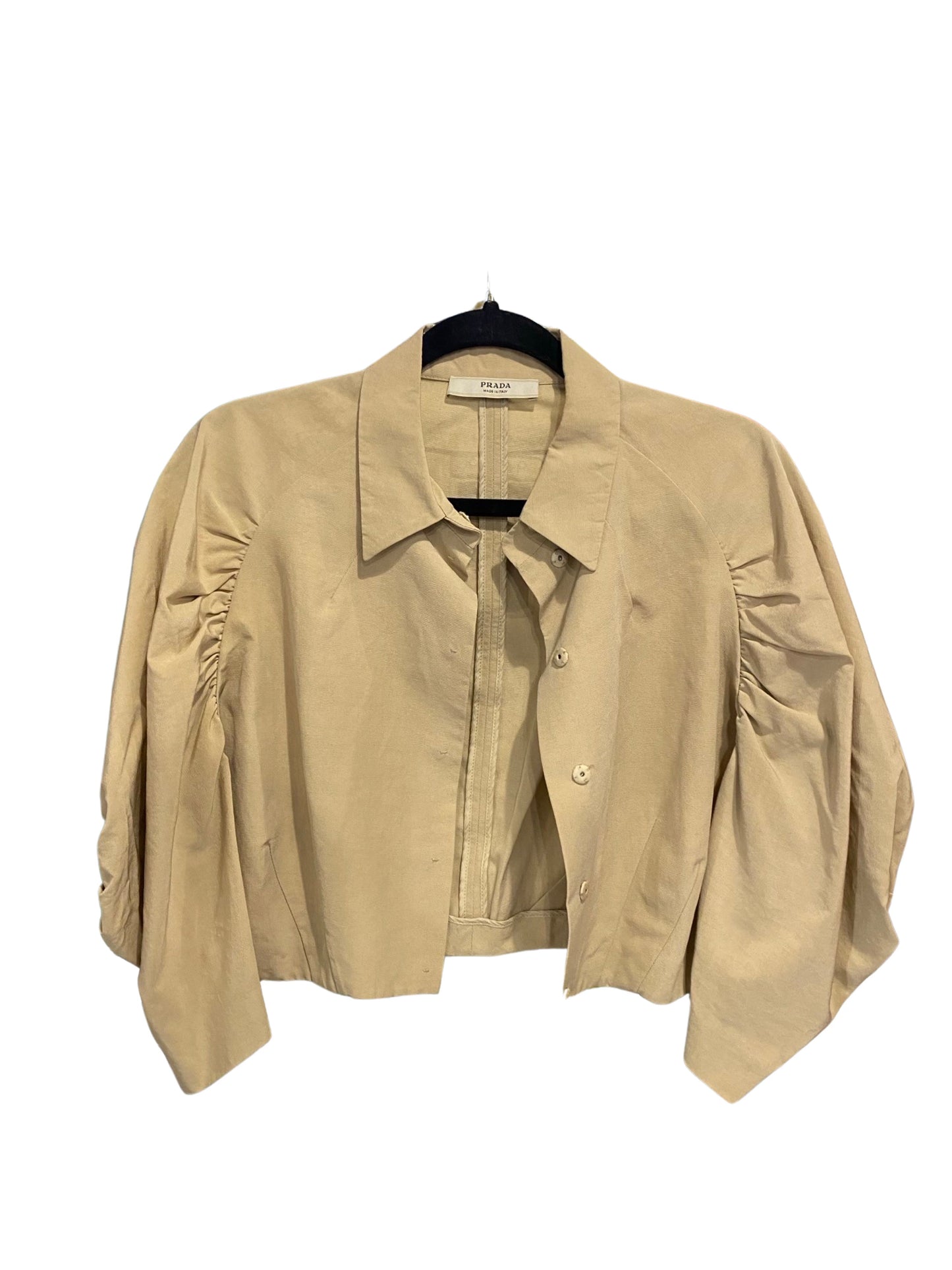 Prada Tan Cropped Button Up