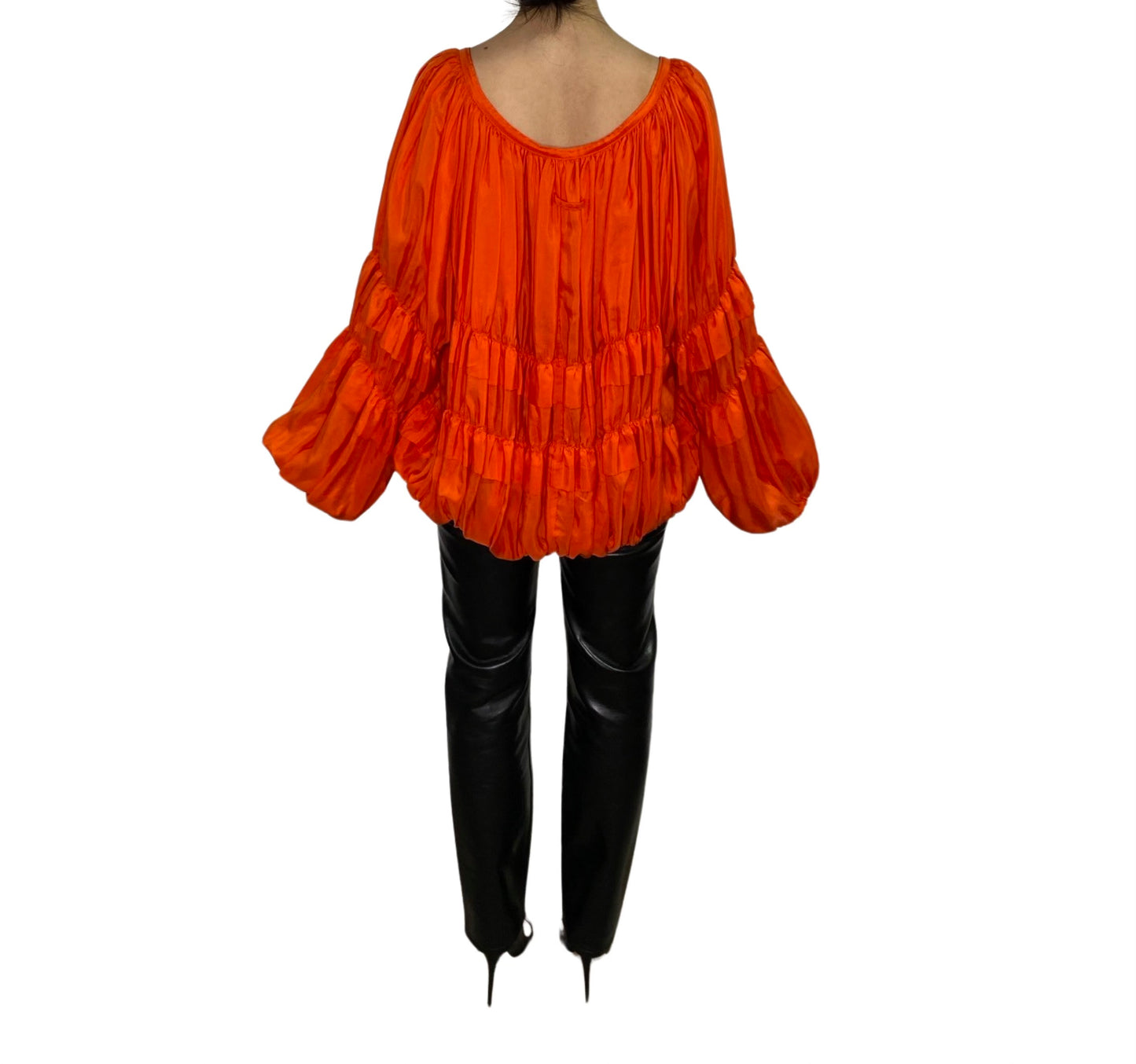 Jean Paul Gaultier Orange Long Sleeve Ruffle Shirt with Zipper