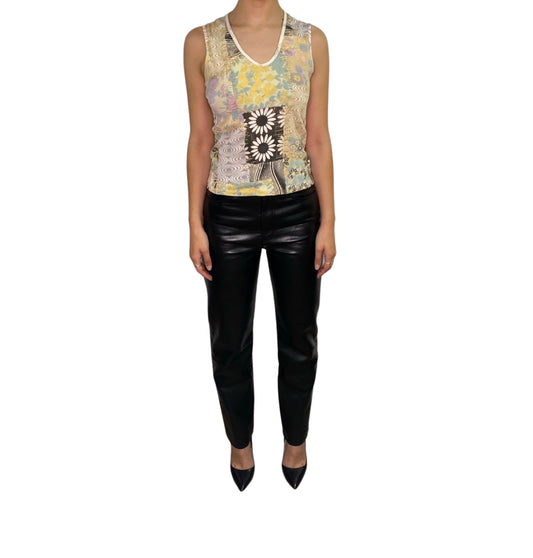 Just Cavalli Multi Color/Gold Stitching Sleeveless Tank