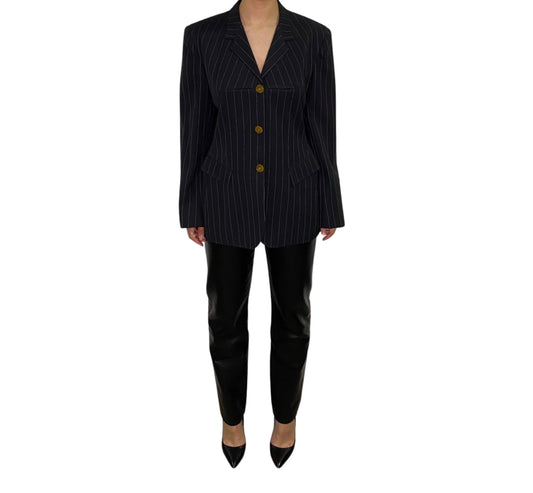 Jean Paul Gaultier Pinstripe Blazer with Kitchy Holes