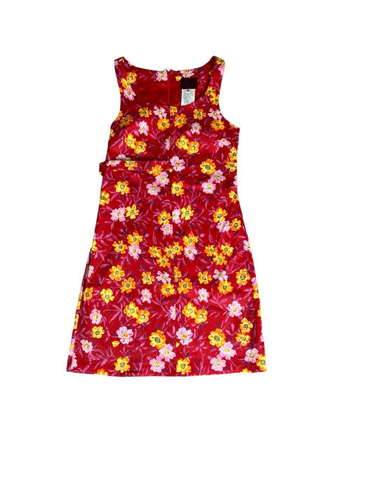 Versace Red & Yellow Floral Strapless Mini Dress