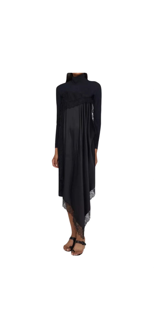 Maison Margiela Black Spliced Long Sleeve Midi Dress