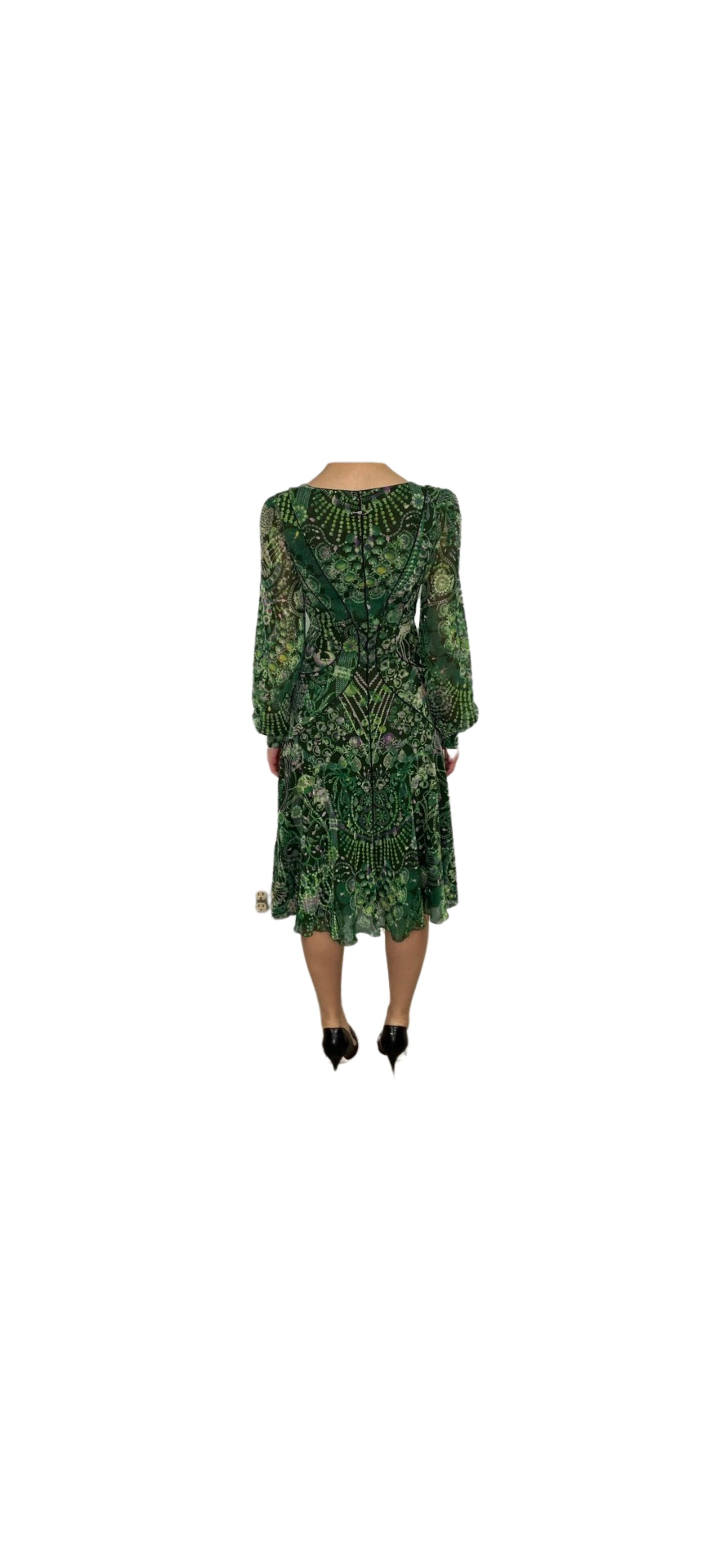 Jean Paul Gaultier Green Jewel Longsleeve Dress