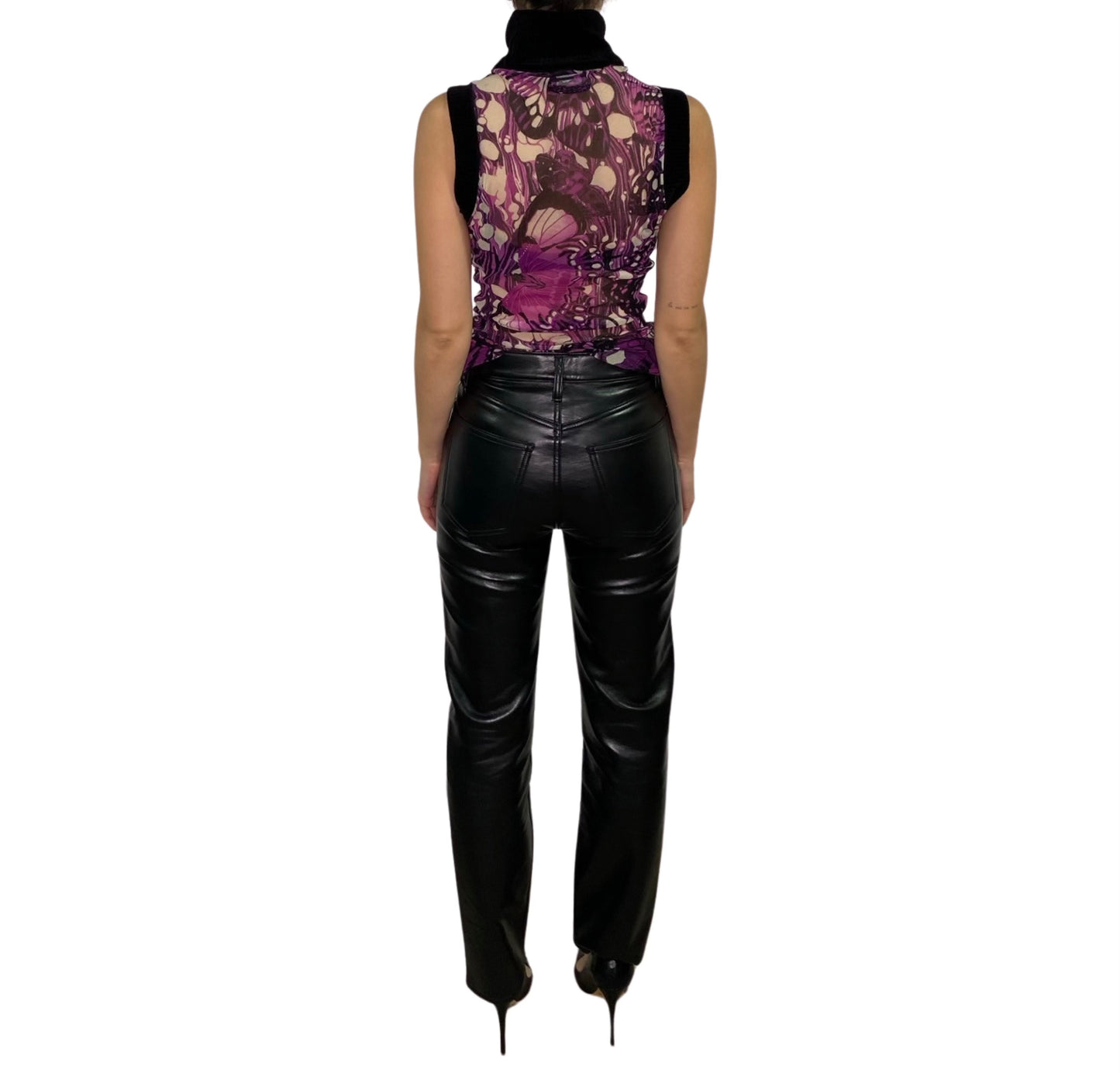 Jean Paul Gaultier Purple/Black Turtle Neck Sleeveless Tank