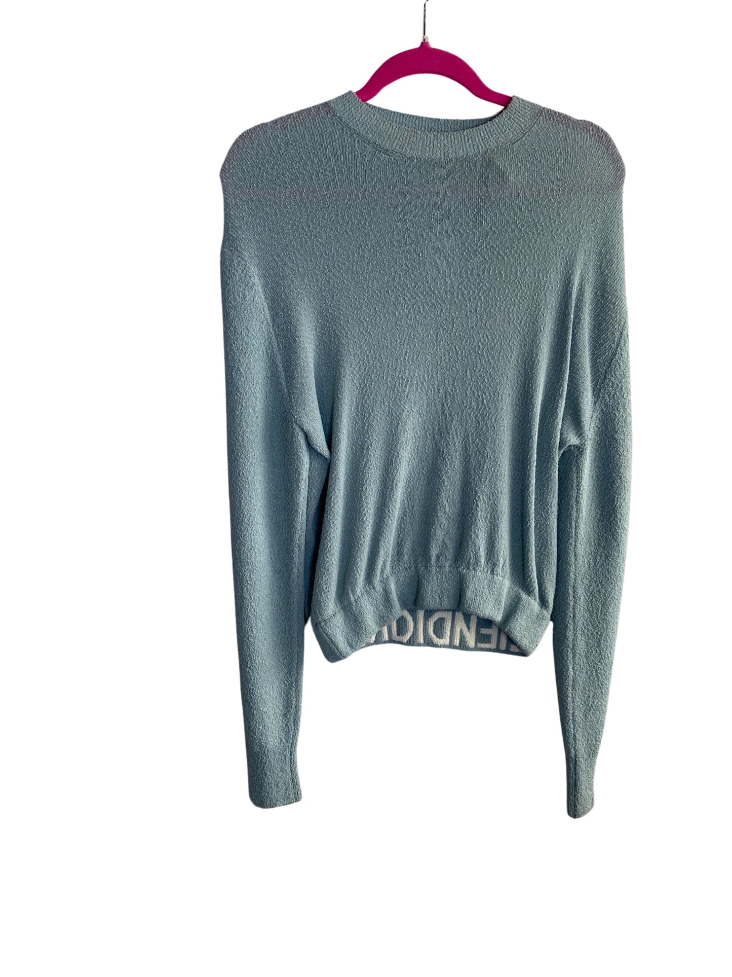 Fedni Blue Textured Sweater With Cinched Hem
