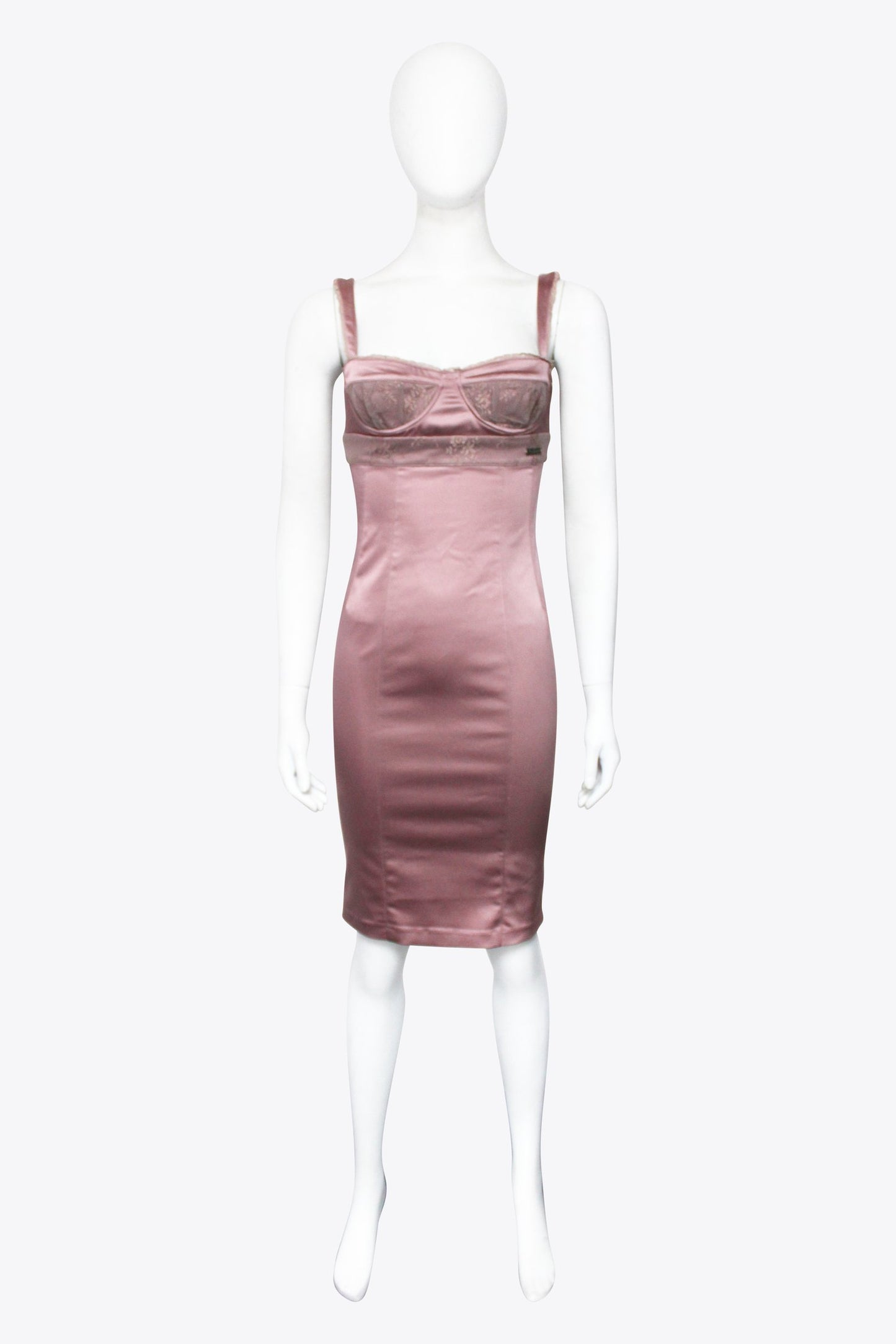 John Galliano Pink Bustier Midi Dress