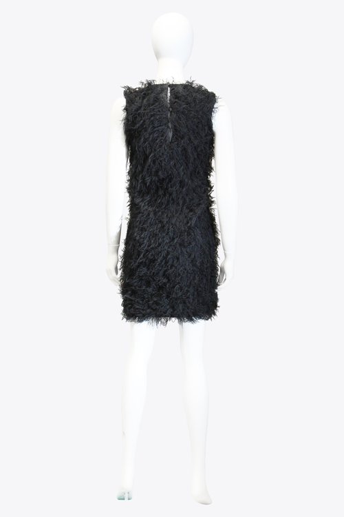 Valentino Black Faux Fur Shift Dress