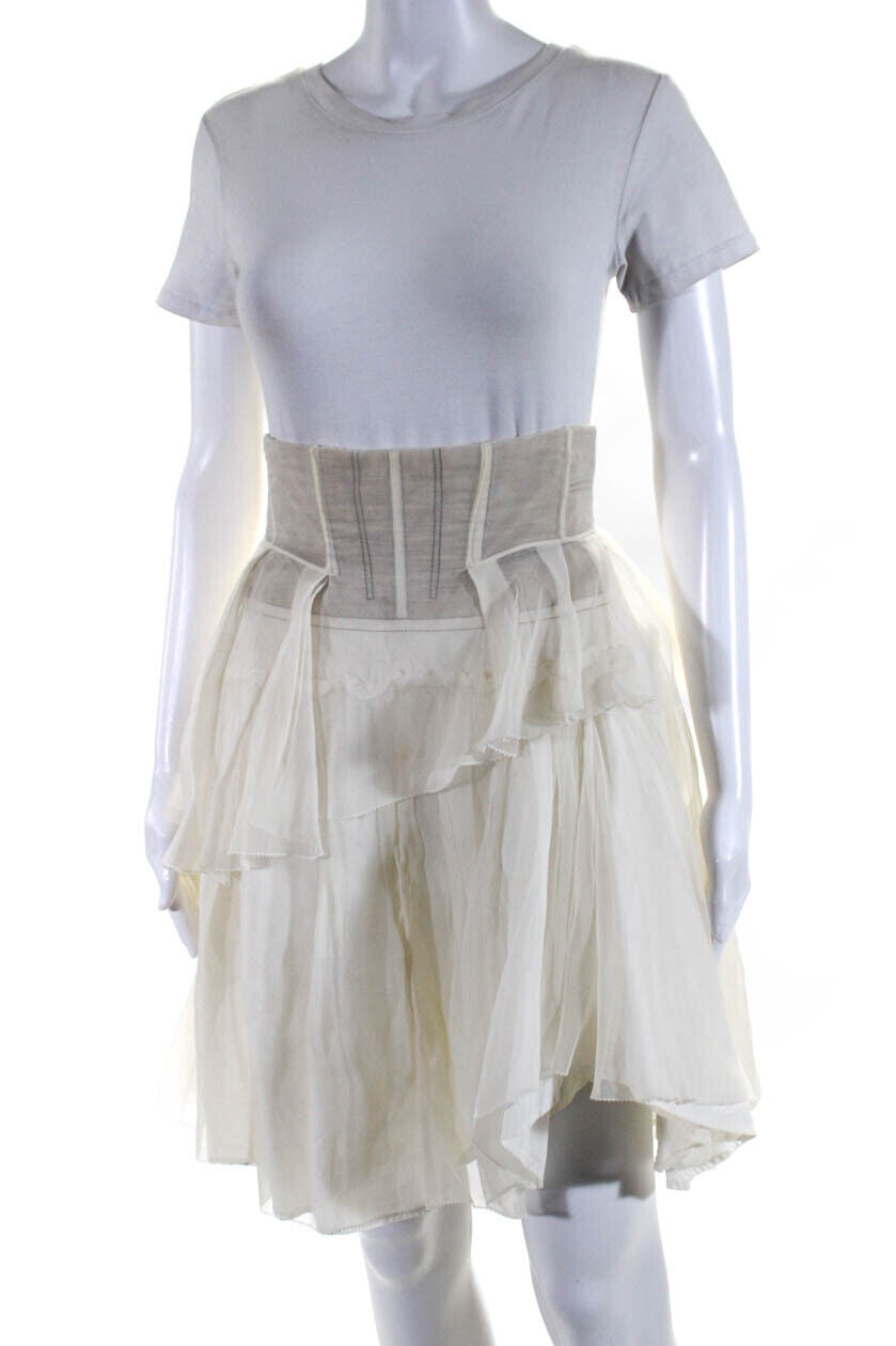 Louis Vuitton White Ruffled Underwire Corset Skirt