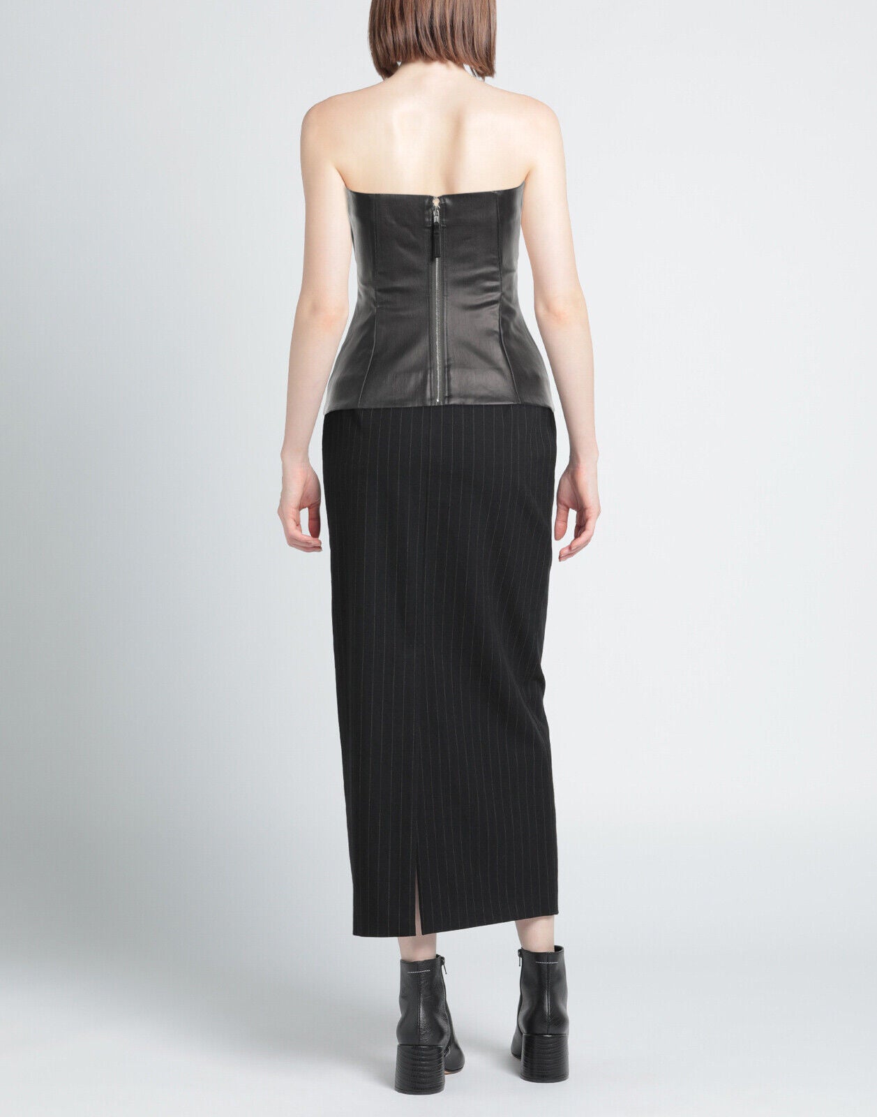 Rick Owens Black Leather Corset With Chest Cutouts