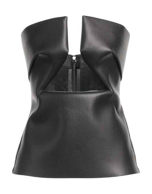 Rick Owens Black Leather Corset With Chest Cutouts