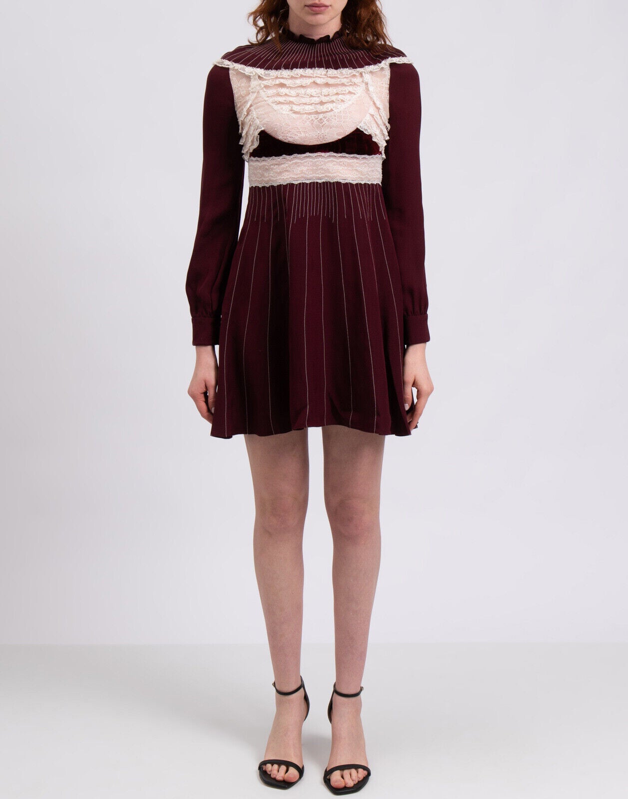 Valentino Red Cream Lace Bodice Mini Dress