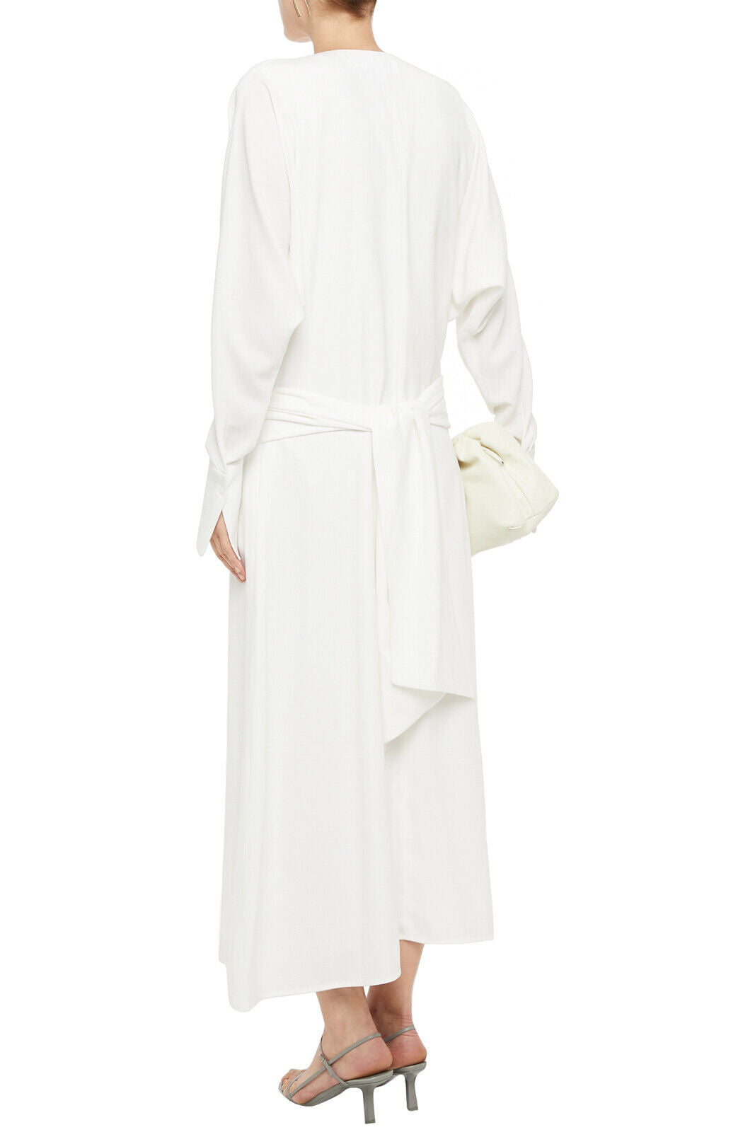 Victoria Beckham White Long Sleeve Drop Waist Gown