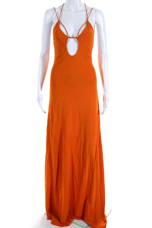 Victoria Beckham Orange Cut Out Maxi Dress