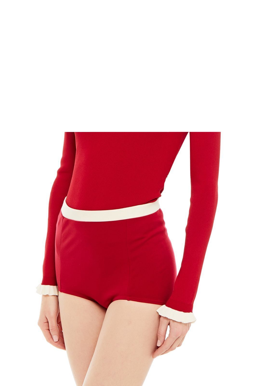 RedValentino Red Mini Shorts With White Waistband