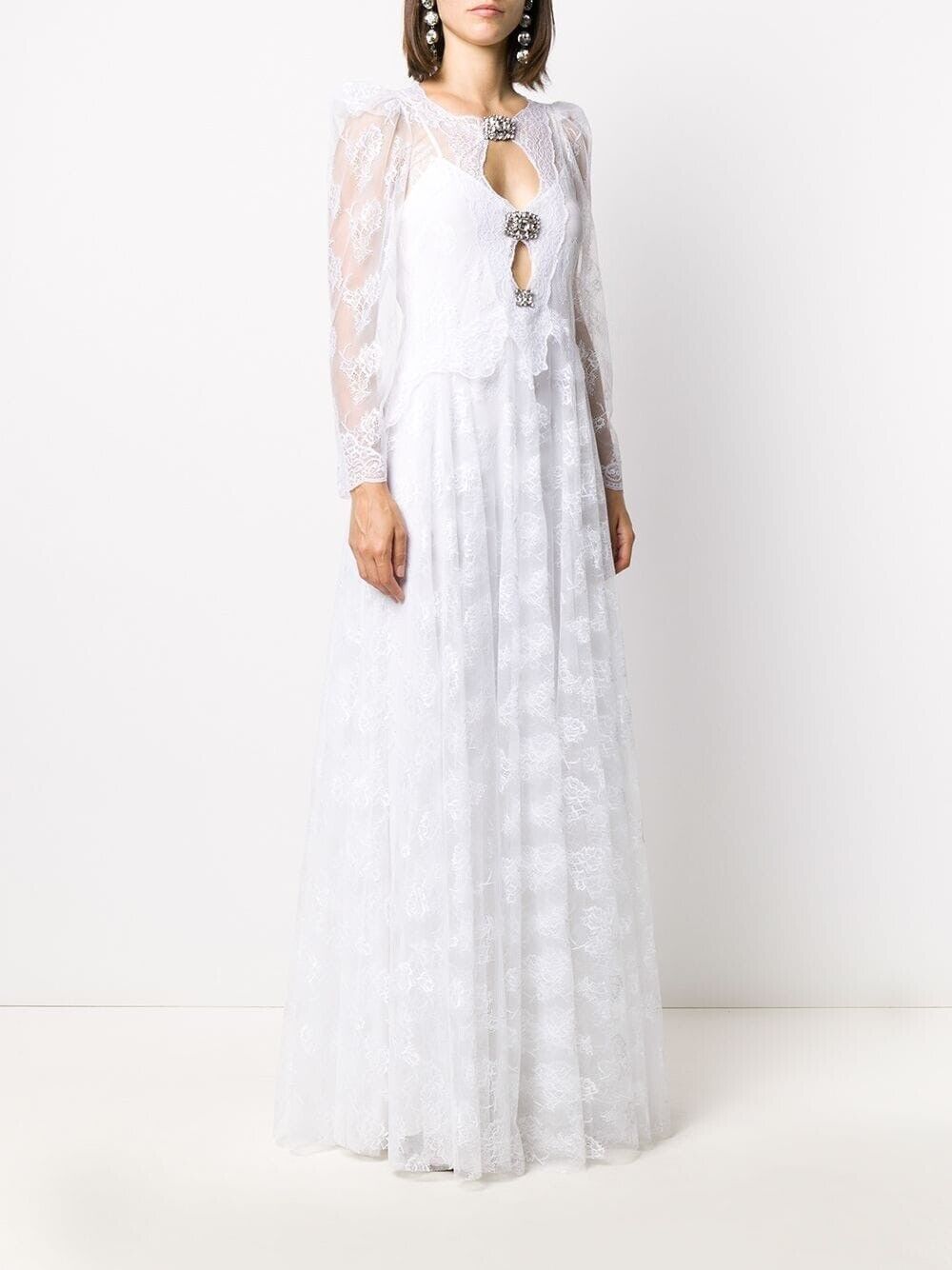 Christopher Kane White Lace Jeweled Gown