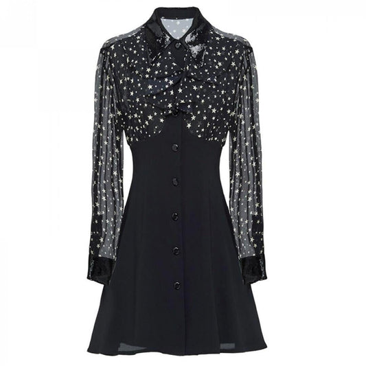 Miu Miu Black Star Long Sleeve Dress