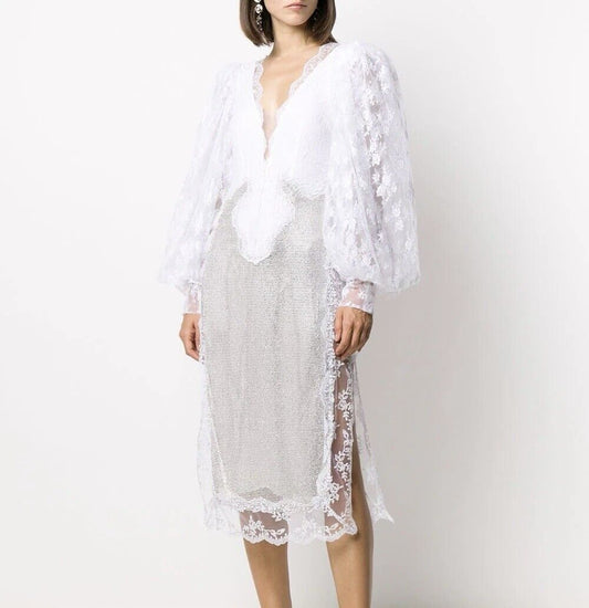 Christopher Kane White Lace Rhinestone Dress