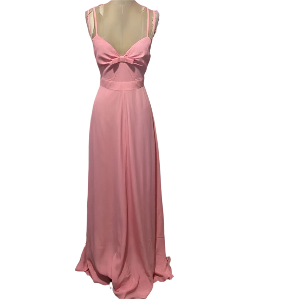 Moschino Pink Gown With Velvet Bow Detailing