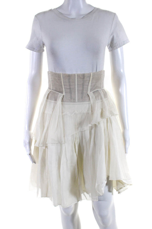 Louis Vuitton White Ruffled Underwire Corset Skirt