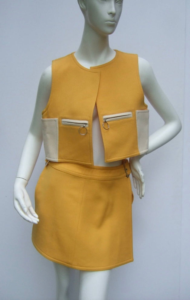 Courreges Yellow Cropped Jacket & Skirt Set