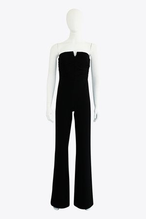 Safiyaa Black Strapless Keyhole Neckline Jumpsuit