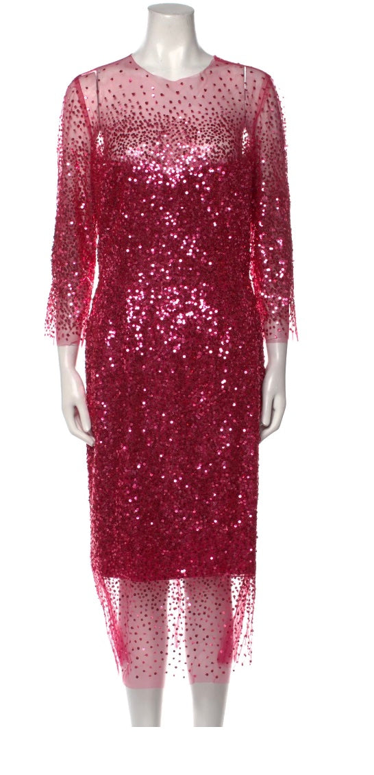 Monique Lhuillier Pink Sequin Dress