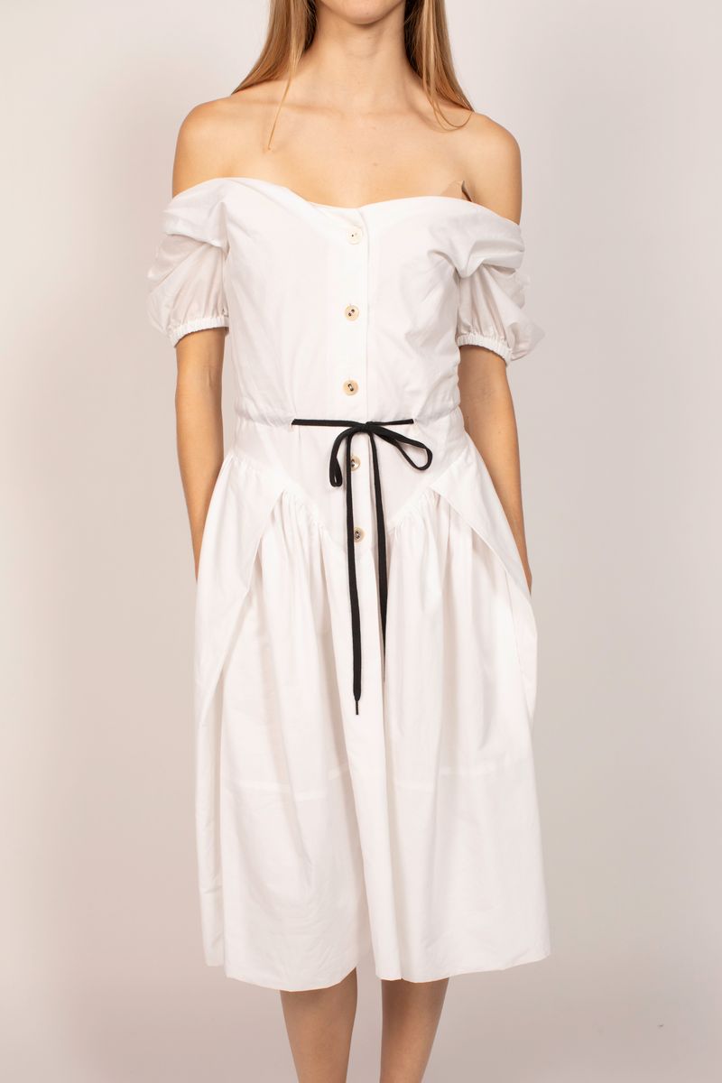 Vivienne Westwood White Midi Dress With Tie Belt Detail