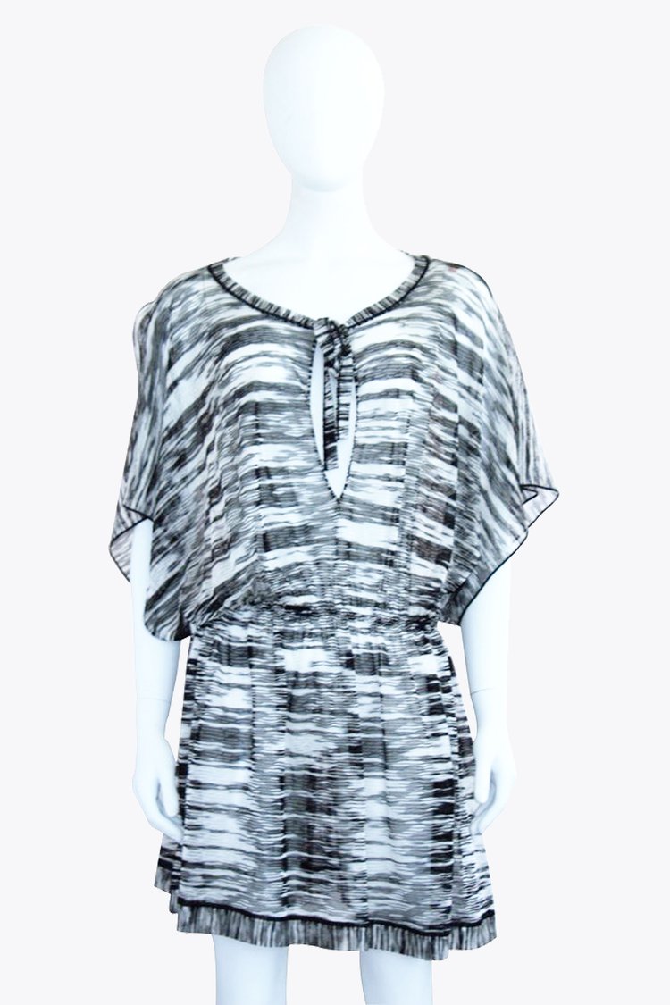 Missoni Black and White Striped Sheer Mini Dress