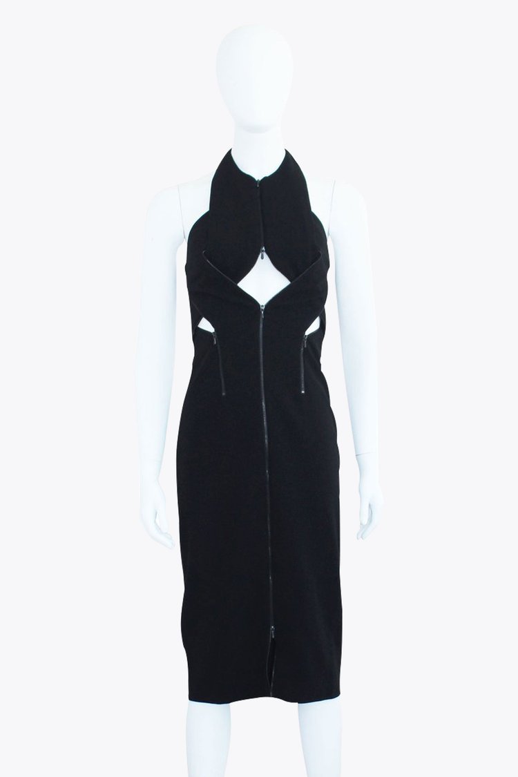 Dion Lee Black Zipper Cut-Out Dress