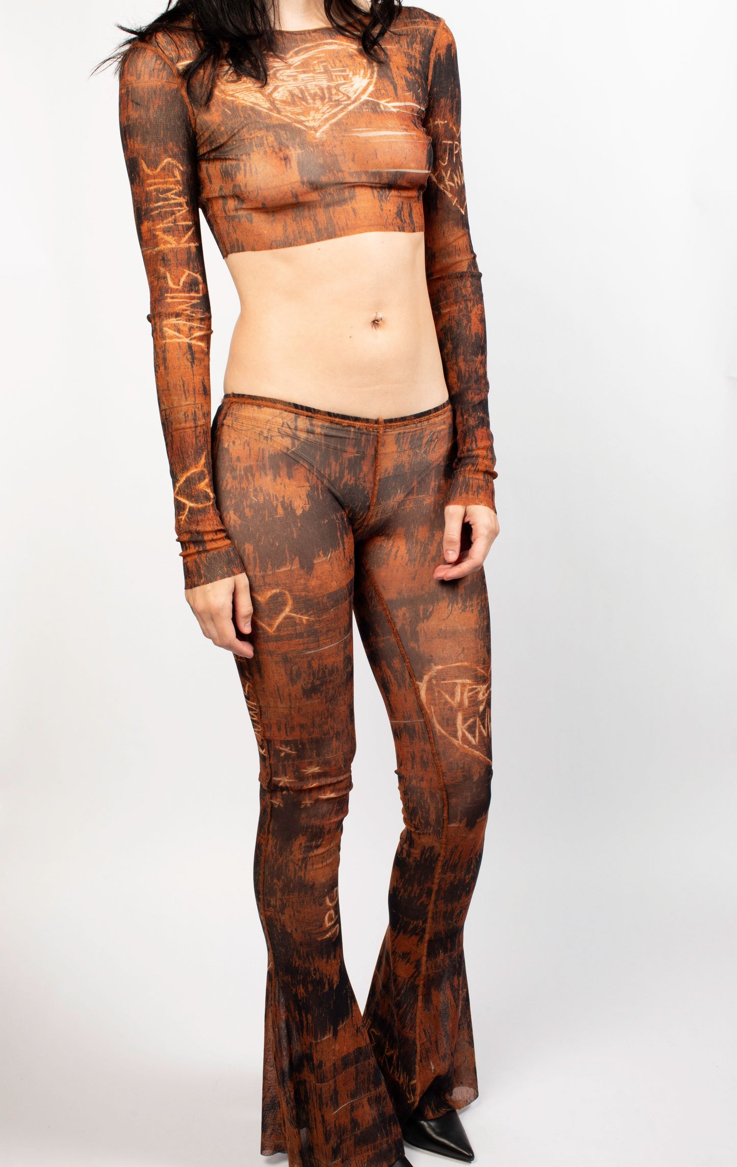 KNWLS Brown Mesh Long Sleeve & Leggings Set