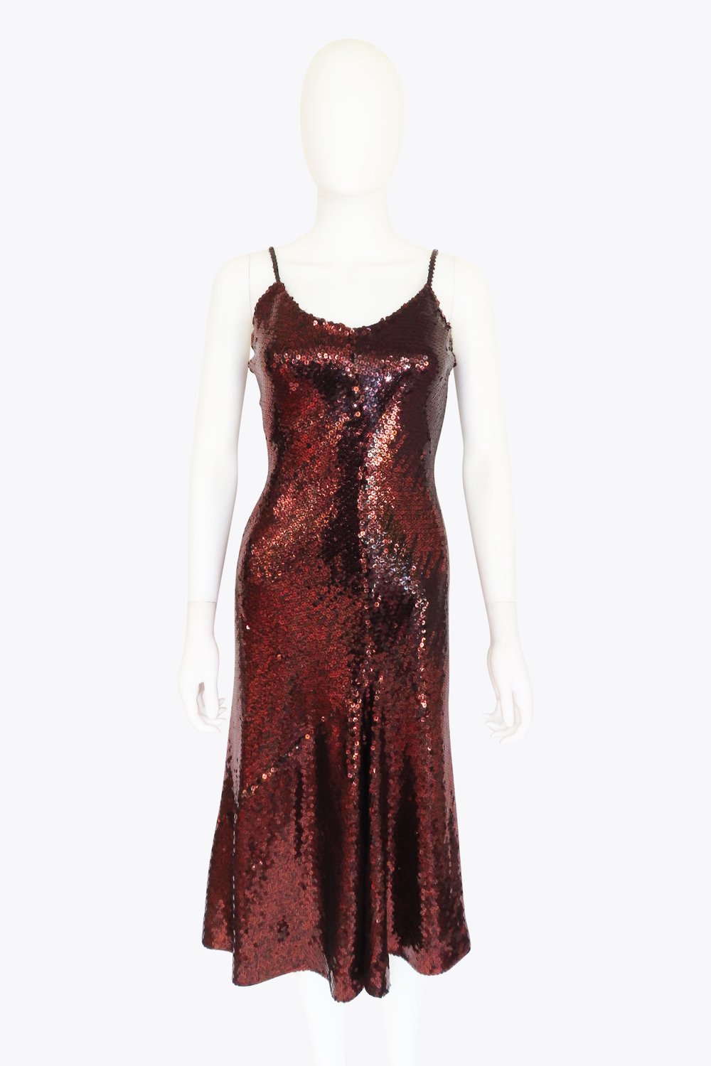 Red Sequin Tank Midi Dress